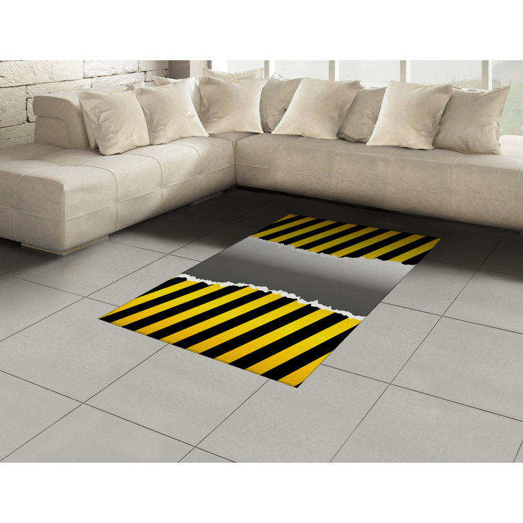 Ebern Designs Baconton Flatweave Yellow/Black/Grey Rug Wayfair.co.uk
